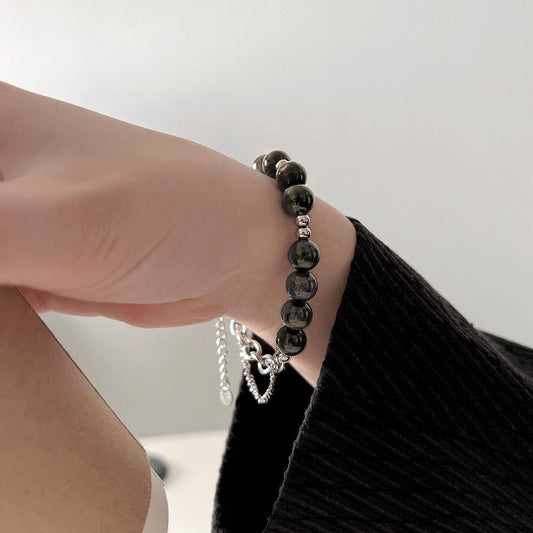 Elegant Brown and Blue Beaded Bracelet