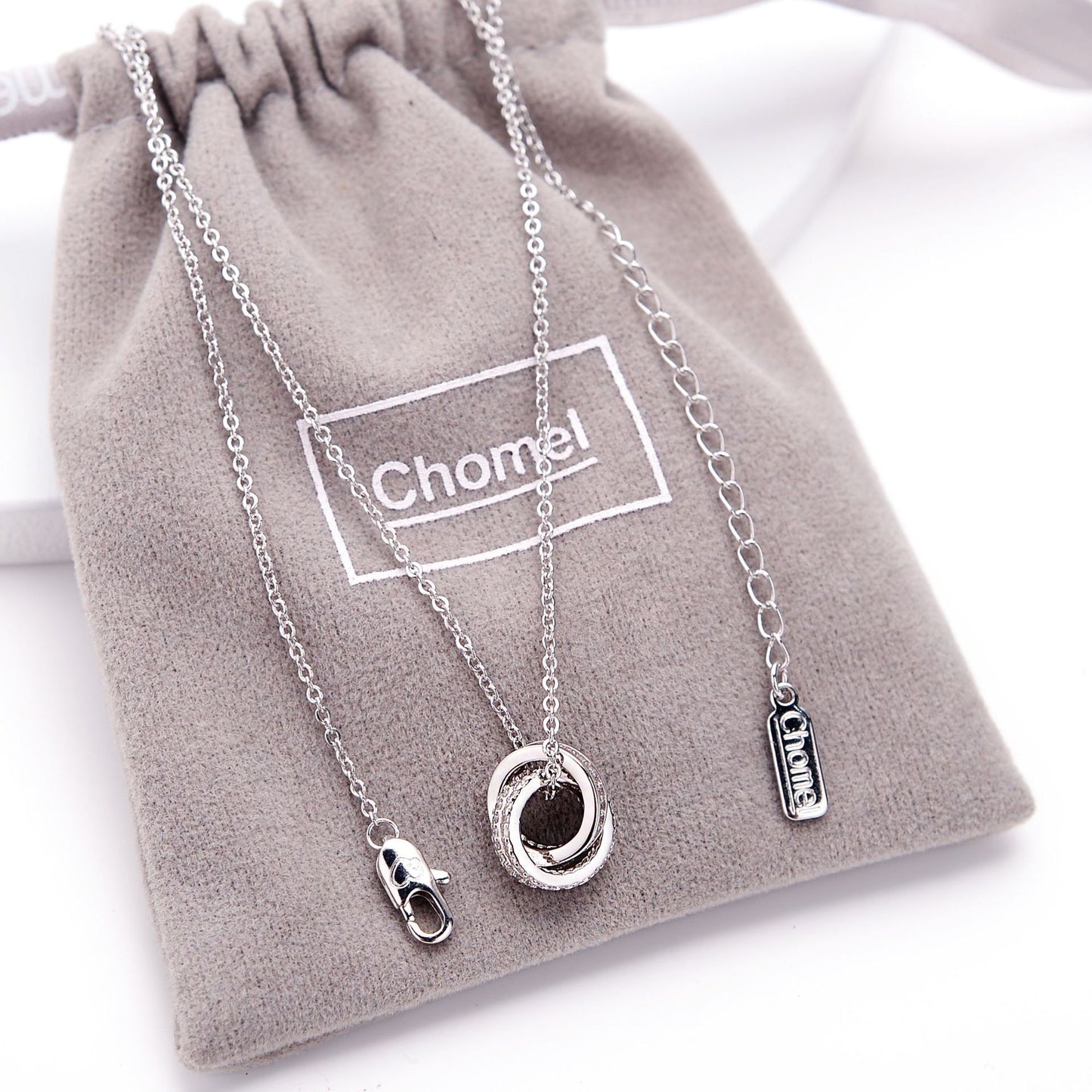 Chomel S925 Silver Double Ring Necklace for Women