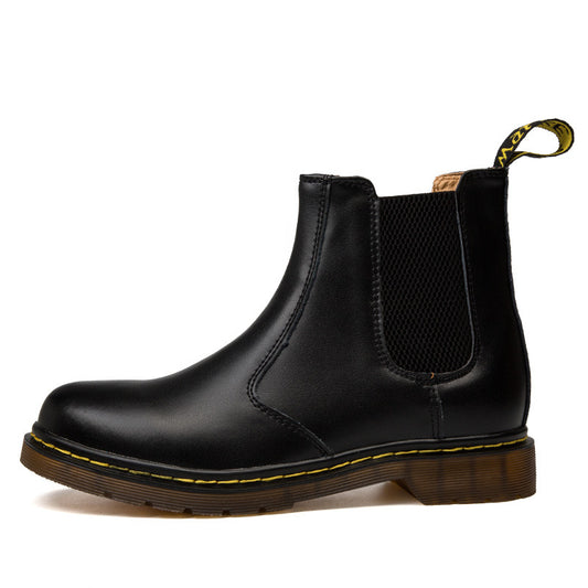 Autumn Cowhide Thick-Heeled Boots for All